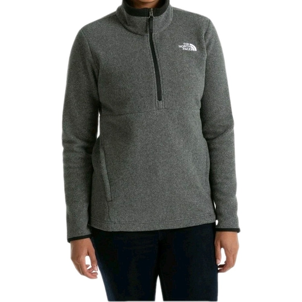 THE NORTH FACE Lower Cliffs Pullover Fleece Women Med Green 1/2Zip Outdoor #331C